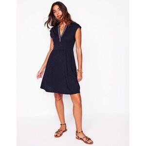 Boden Navy Mini Dress with Pink Trim
